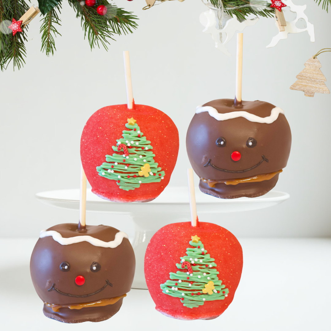 Christmas Tree / Gingerbread Man Gourmet Apple Gift Box of 4