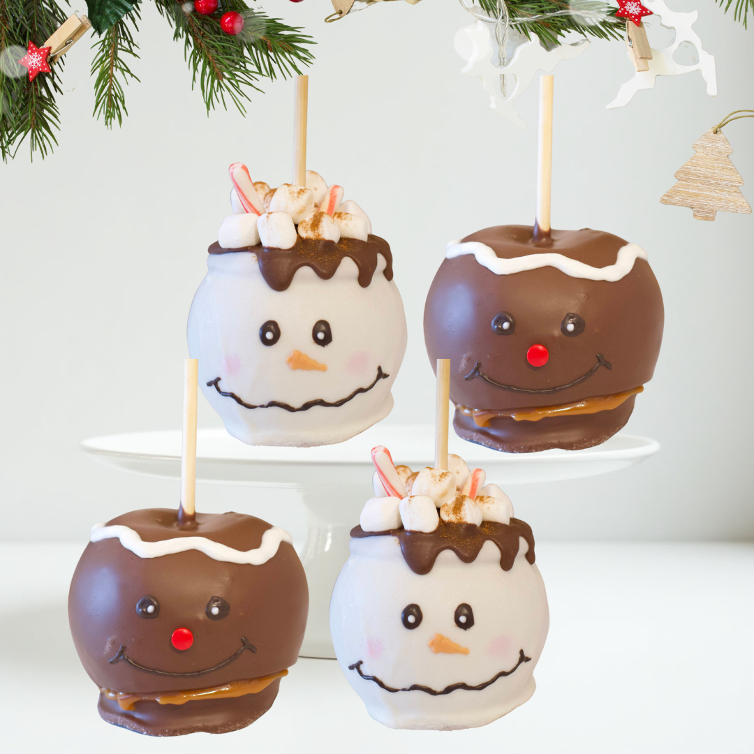Gingerbread Man/Cocoa Snowman Christmas Gourmet Apple Gift Box of 4
