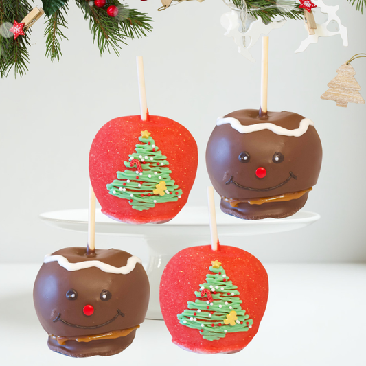 Christmas Tree / Gingerbread Man Gourmet Apple Gift Box of 4